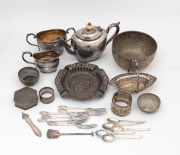 Assorted silver plated ware, cutlery, bowls, tea pot, jug, etc, (qty)