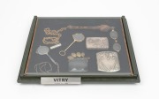 Antique and vintage lorgettes, looking glass, two silver cigarette cases, housed in a vintage "VITRY FONDE" cosmetics display box, (8 items), ​​​​​​​the case 37cm wide - 2