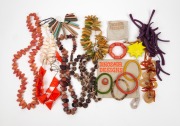 MODERN DESIGN: Assorted beaded necklaces, bangles and ring including Dinosaurs Designs, (15 items)