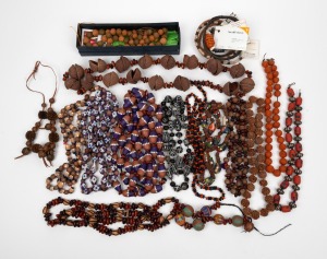 Assorted beaded necklaces, bangles and jewellery including indigenous Australian examples, (19 items)
