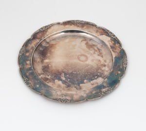A Continental silver salver, 20th century, marks only partially legible, 26.5cm across, 398 grams