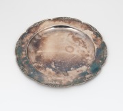 A Continental&nbsp;silver salver, 20th century, marks only partially legible, 26.5cm across, 398 grams