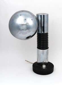 A vintage chrome and black metal table lamp, 38cm high