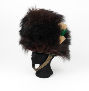 BUSBY Welsh Guards antique bearskin hat with chin strap, 19th/20th century, 50cm high including chin strap