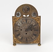 An antique German three train Grand Sonnerie striking spring table clock with break arch dial, two subsidiaries for repeat/silent and strike/silent, mock pendulum bob, maker's boss signed "Johann Paul Reitter In Otemsheim", circa 1790, 26cm high, 17cm wid