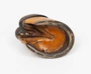 An antique horse hoof inkwell with silver plated mounts, titled "MABEL", 19th century, 10cm high, 16cm long - 3
