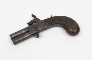 An antique percussion cap pocket pistol with rotating barrel and attractively engraved decoration, early to mid 19th century, ​​​​​​​16cm long.