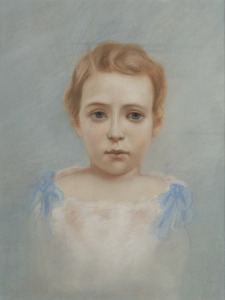 ARTIST UNKNOWN (19th century), (portrait of a girl), pastel and chalk on paper, 47 x 36cm, 71 x 60cm overall