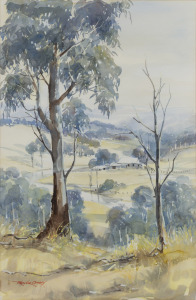 TREVOR OPRAY (1949 - ), (farm scene landscape), watercolour, signed lower left "Trevor Opray", ​​​​​​​56 x 37cm, 73 x 53cm overall.