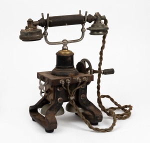 An antique skeleton telephone, 19th century, 30cm high
