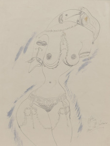 ROY OPIE (1909-1968), From the Indian, felt tip and watercolour on paper, signed lower right "Opie, '52", 34 x 26cm, 49 x 40cm overall