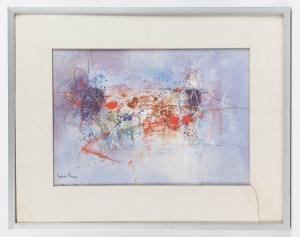 ROBERT GRIEVE (1924-2006), (abstract), mixed media on paper, signed lower left "Robert Grieve", 24 x 34cm, 40 x 50cm overall