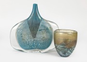ISLE OF WIGHT two English art glass vases designed by Richard Harris, factory label to bases, the larger 24cm high