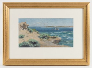 CHARLES FORBES MUDIE&nbsp;(1879-1958), The Rip at Point Lonsdale, oil on board, signed lower right "C. F. Mudie", ​​​​​​​12 x 24cm, 26 x 37cm overall