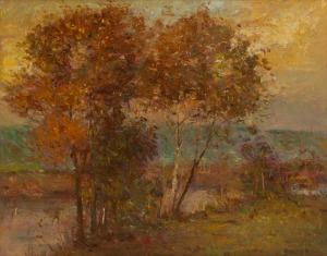 EMILE BEDNES&nbsp;(1933 - ), (untitled landscape), oil on board, signed lower right "E. Bednes", ​​​​​​​40 x 50cm, 60 x 70cm overall
