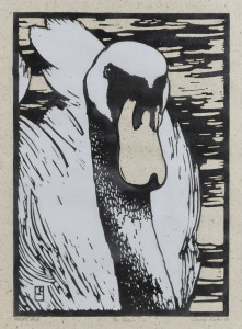 DAVID LLOYD PRESTON (1948 - ), The Swan, artist proof linocut, signed lower right "David Preston, '08", 46 x 34cm, 71 x 57cm overall