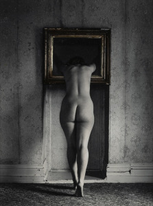 GRAEME DAWES (1946 &ndash; 2011), (untitled female nude), black and white photograph with hand-coloured embellishment, signed verso, 27 x 20cm, 55 x 46cm overall