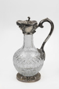 WHITEHILL English crystal claret jug with silver plated mounts, 20th century, 28cm high.
