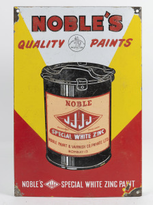 "NOBLE'S QUALITY PAINTS" vintage tin enamel advertising sign, 20th century, ​​​​​​​45 x 30cm