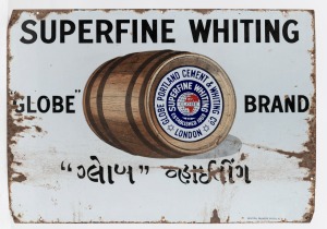 "SUPER FINE WHITING" vintage tin enamel advertising sign, 20th century, ​​​​​​​53 x 76cm.