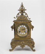 An antique French bronze cased mantle clock with eight day time and bell striking movement, 19th century, 35cm high.