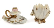 MOORE BROTHERS antique English porcelain candle holder and vase, 19th century, (2 items), ​​​​​​​the vase 11cm high