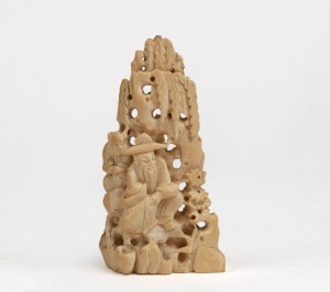 A Chinese carved ivory scholar's sculpture, 19th/20th century, 12cm high