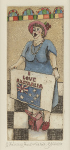 Framed antique print of the Channel Islands, framed embroidery of an emu, and a framed lithograph, (3 items), ​​​​​​​the largest 34 x 41cm overall.