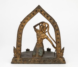 An antique gilt metal Buddha of a kneeling figure (incomplete), Thai/Burmese origin, 19th century, 21cm high