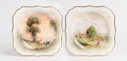 ROYAL WORCESTER pair of hand-painted porcelain cabinet plates, both signed "P. Curnock" and titled verso, 19.5cm wide