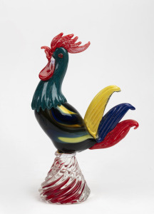 A Murano glass cockerel statue, 20th century, 28cm high