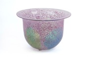 KOSTA BODA Swedish pink art glass bowl by ULRICA VALLIEN, engraved factory mark to base, 16cm high, 23.5cm diameter.