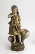AMPHORA antique Austrian porcelain statue of a girl and crocus flowers, 19th/20th century, A/F. impressed factory mark to base, 41cm high.