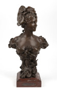 An antique French spelter and rouge marble bust of a lady, 19th century, signed "ANT NELSON", ​​​​​​​48cm high.