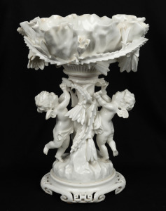 MOORE BROTHERS antique English blanc de chine comport with cactus and cherub decoration, 19th century, 32cm high