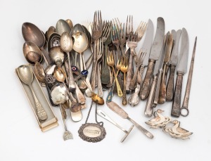 169 · Assorted silver plated cutlery, souvenir spoons, etc, (qty).