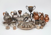 Assorted antique and vintage silver plate and copper ware, cutlery, etc, (qty)