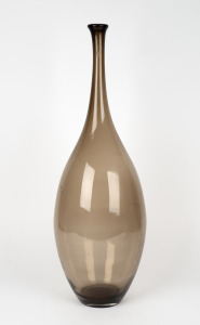 A large smokey brown art glass vase in the manner of Holmegaard, 68cm high
