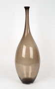 A large smokey brown art glass vase in the manner of Holmegaard, 68cm high