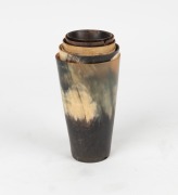 Six assorted antique horn beakers of varying sizes, including three with silver ownership plaques, 19th century, the largest 15cm high - 2