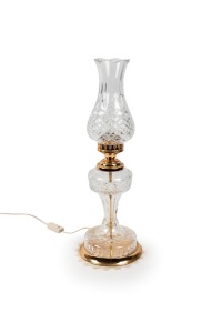 WATERFORD Irish crystal table lamp and shade, acid etched mark "Waterford", 60cm high