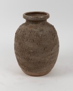 Studio pottery vase with brown crackle glaze finish, monogram mark near base, ​​​​​​​30cm high - 2