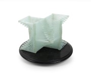 KI BUM KIM "Quasar" art glass sculpture on black marble base, 20cm high overall