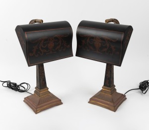 A pair of metal table lamps with hand-painted finish, ​​​​​​​46cm high