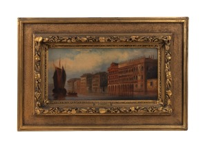 C. GRANSI, two Venetian canal scenes, oil on board, with title labels verso, 15 x 30cm, 32 x 48cm each overall (2)