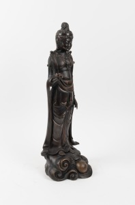 A Chinese bronze statue of a standing Guanyin on clouds, 20th century, ​​​​​​​65cm high