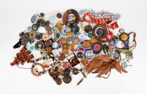 Assorted costume jewellery including many new exampls and also many Australian hand-painted examples, (qty)