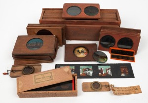 MAGIC LANTERN&nbsp;coloured glass slides in various sizes and formats including two rare kaleidoscope examples, 19th/20th century, (qty)