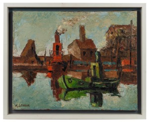 A. LENOIR, I.) (harbour scene), II.) (street scene), oil on canvas, signed "A. Lenoir", ​​​​​​​35 x 43cm, 41 x 50cm each overall