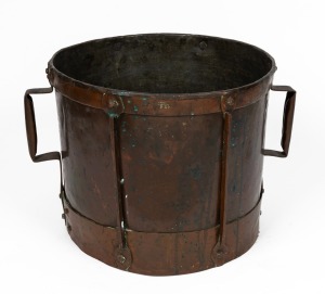 An antique copper cook pot, 19th century, 28cm high, 40cm wide